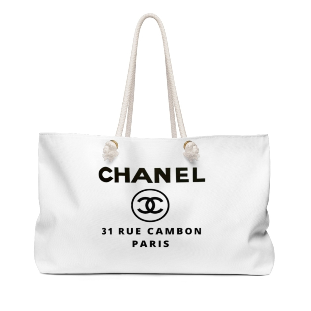 Designer Style Large White Beach Tote Bag CC